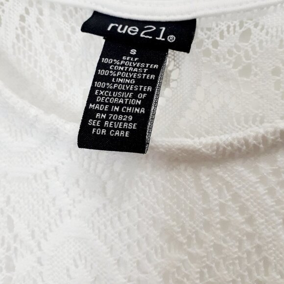 Rue21 Floral Midi Dress Crochet Lace Look Size Small White Pink Sleeveless - Picture 11 of 12